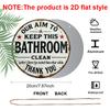 2D Flat 1pc, 8x8 In, Round Printed Aluminum Metal Signage, Humorous Reminder Sign To Keep Bathroom Clean, Home Gift Window Decoration, Porch, Room