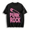 Vintage Punk Rock Safety Pin Print T-Shirt Unisex Casual Loose Fit Rock Style Tee Tops Pure Cotton T-shirt