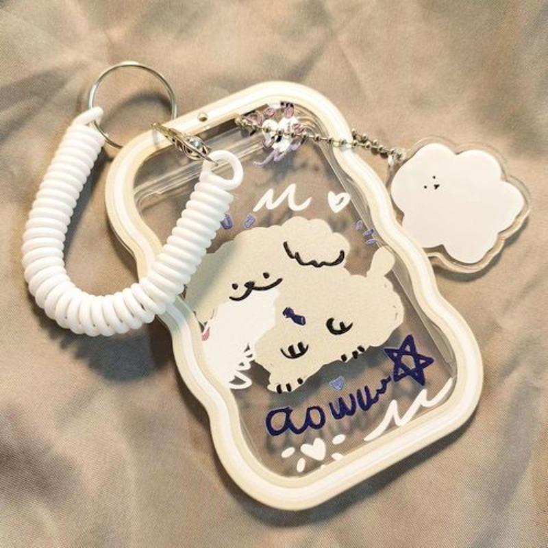 Kawaii Kat Transparant Acryl Luxe Fotokaarthouder Kpop Idol Kaartbeschermer Creatieve Tas Hanger Campus ID Opbergtassen