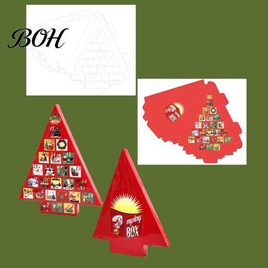 Unique Holiday Gift Containers Christmas Tree Advent Calendar Box, DIY Surprising Shaped Paper Hole Punch Children Present Container Fillable