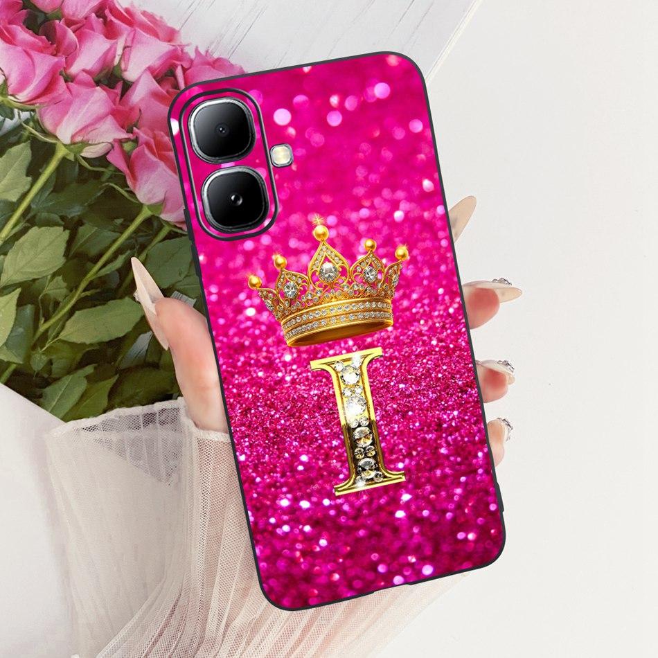 For Infinix Smart 20 X6840 X6840B Crown Letter Phone Case For Infinix Smart20 Black Silicone Soft Cases