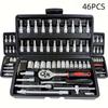46pcs Ultimate Auto Marine Tool Kit with Socket Wrench Ratchet Set and Durable Steel Construction In Storage Case Motorcycles