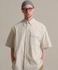 STAGE NAME City Boy Washed Cotton Oversized Short Sleeve Shirt_Beige