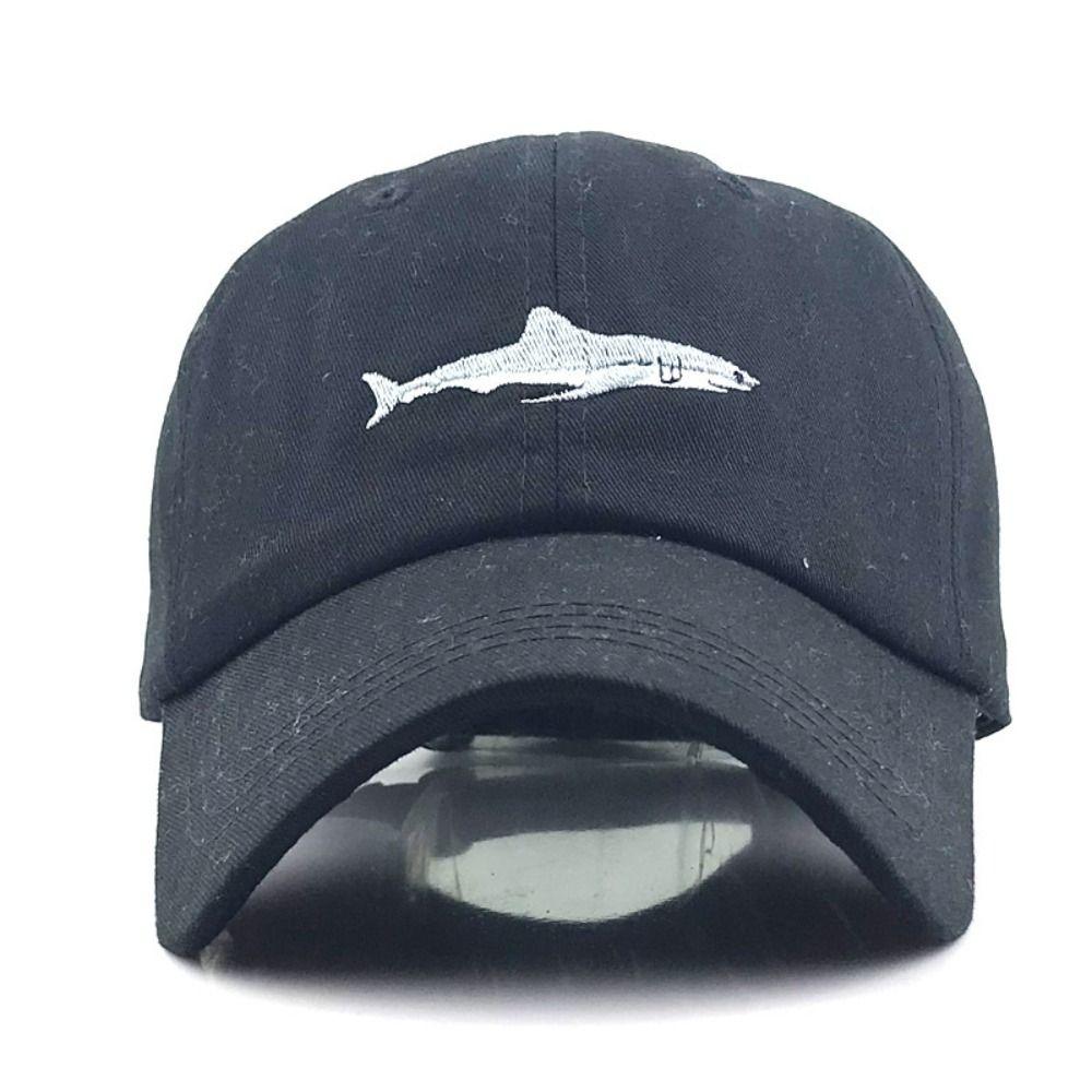 Shark Embroidery Baseball Caps Washed Cotton Snapback Hat Vintage Trucker Caps  Fish