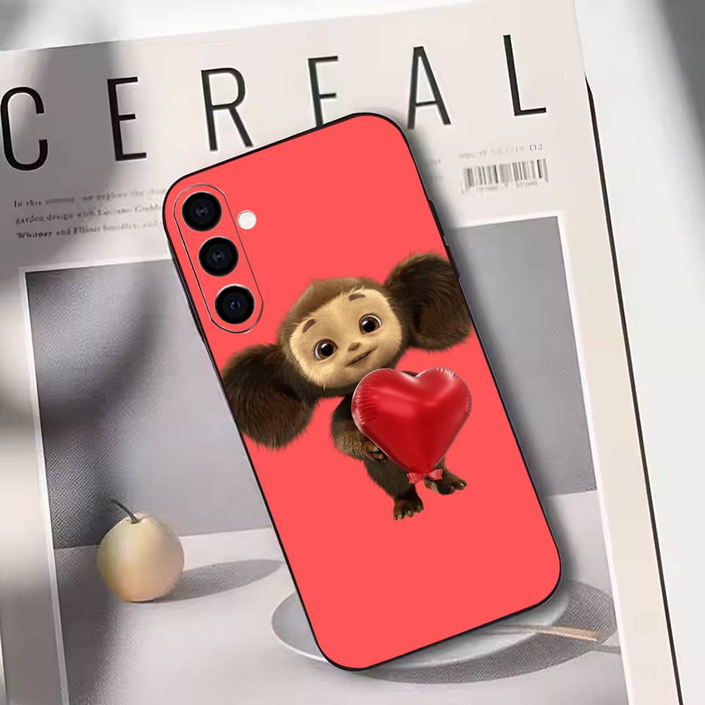 Cartoon C-cheburashka Phone Case Black Silicone Soft For Samsung Galaxy A73,A72,A71,A70,A53,A52,A51