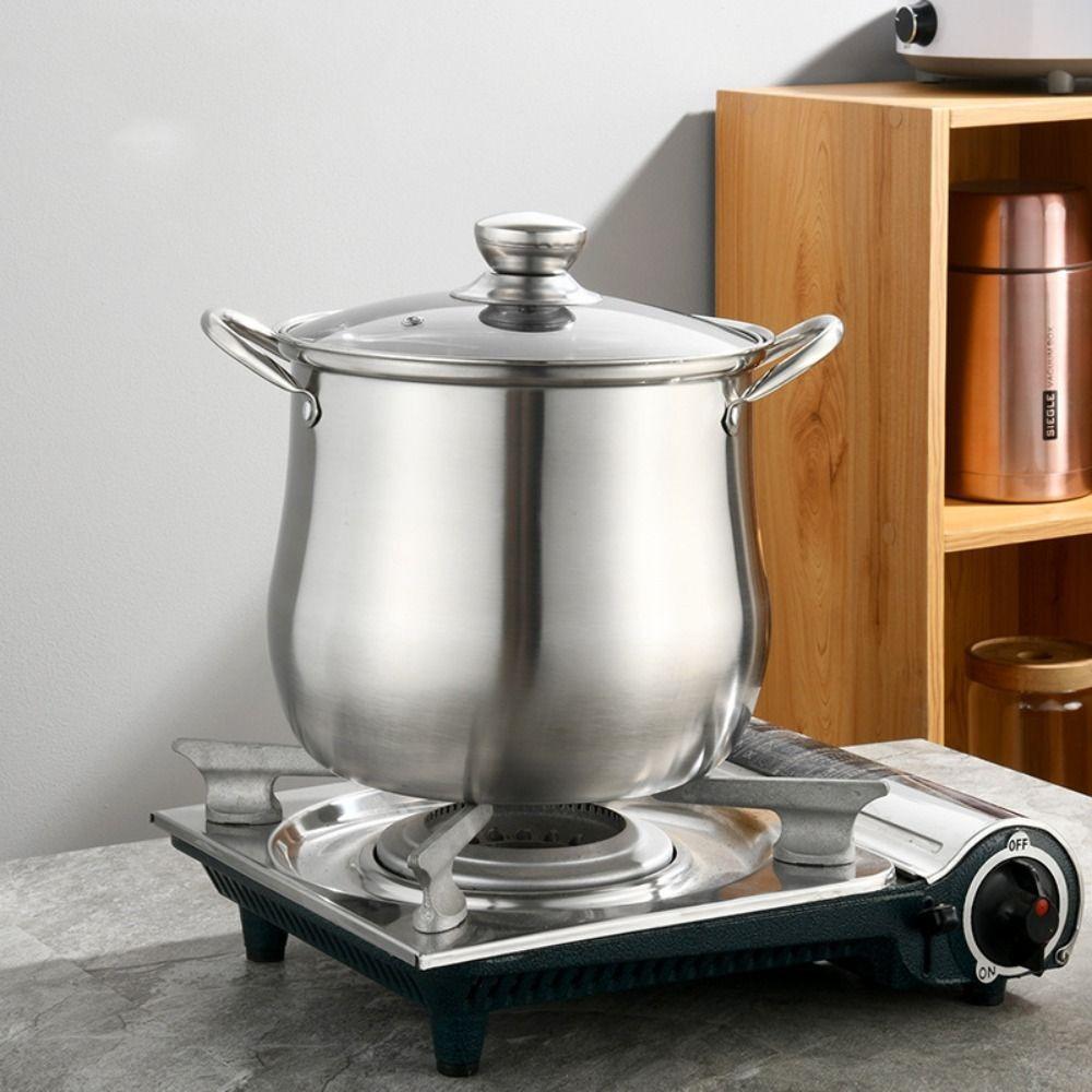 Kitchenware Large Capacity Stock Pot Anti-scalding Handle Visible Pot Lid Soup Pot Stainless Steel Thickened Cooking Pot Hotels
