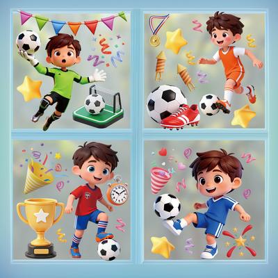 2026 Weltmeisterschaft Jungen Sportaufkleber, Fußball-Elemente Statisch Haftende Abziehbilder für Fan-Dekoration