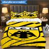 3PCS AEK AthensGolden And Black Crest Bedding Set 2D Printing (Includes 1 Duvet Cover + 2 Pillowcases Coreless), Bedroom decor,Fan Gift