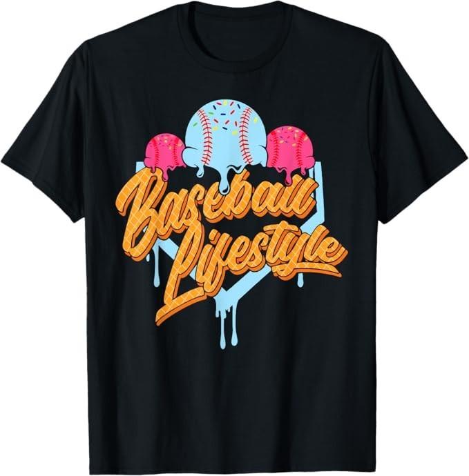 Baseball Lifestyle Home Plate Ice Cream Drip Men Boys Kids T-Shirt Unisex T-Shirt