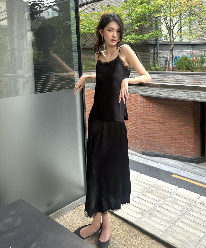Merci And S Lace Trimmed Satin Skirt_Mc5Srf8