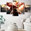 5-teiliges HD-modulares Cartoon-Bild, japanische Anime-Angriff auf Titan-Charaktere, Poster, Leinwandgemälde für Wandkunst, Heimdekoration, modern