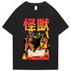 Unisexs Hip Hop Tshirt Street Apparel Japanese Monster Harajuku Retro Poster Print Tshirt Summer Casual Short Sleeve Top