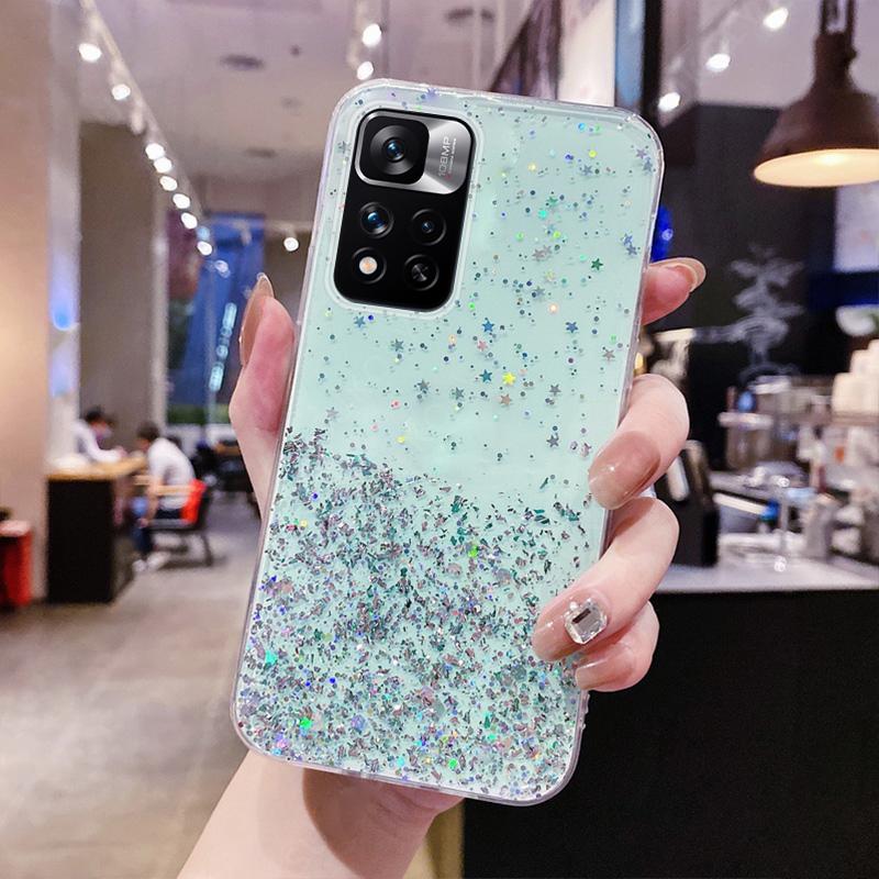 Transparant Glitter Telefoonhoesje Voor Xiaomi 13T Pro 12T 11T Pro Poco X5 Pro Redmi Note 12 11 10 Pro Verloop Regenboog Pailletten