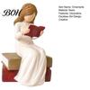 Small Ornament for Entrance Reading Girl Figurine, Hand-Painted Resin Sculpture Bookshelf Decor, Modern Hand Painted Crafts Faceless Woman Statue