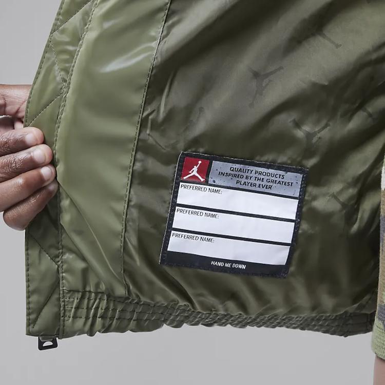 Jordan Hooded Casual Minimalist Down Vest Kids Vests Olive-Green HQ8075-222