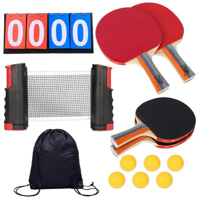 Nullie Table Tennis Ping with Extendable 4 Set Set, Pong, Net, Rackets, Doubles, 13-Piece