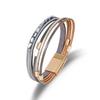 Boho Mehrschichtiger Leder Perlen Armband Handgemacht Metallperlen Magnetverschluss Armreif für Damen