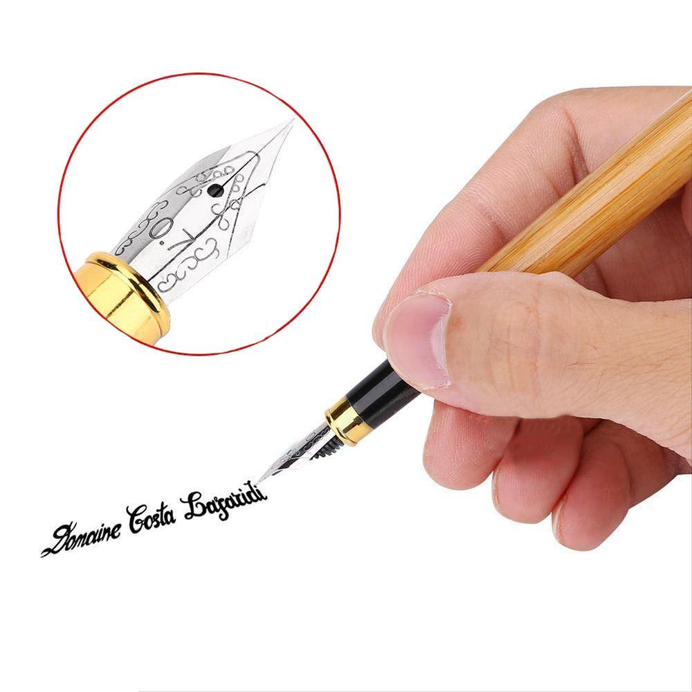 0.7mm-2.9mm Retro Writing Calligraphy Bamboo Fountain Pens Chisel-pointed Stationery Broad Stub