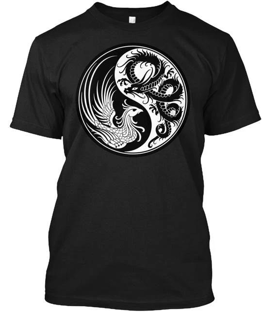 White And Black Dragon Phoenix Yin Yang TTshirt Made In the USA Size S To 5XL