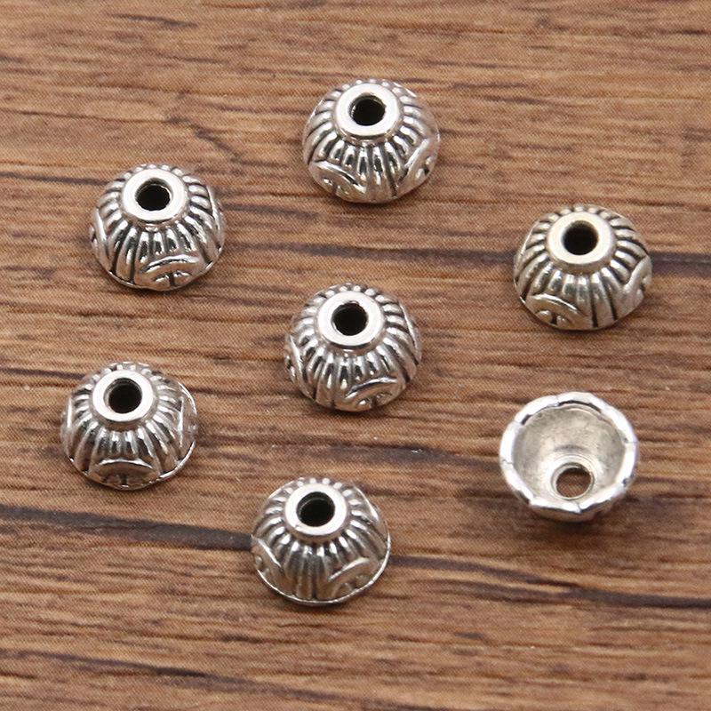 Antique Silver Flower Spacer Beads: Multi-Style, Hollow Design for DIY Bracelets & Necklaces