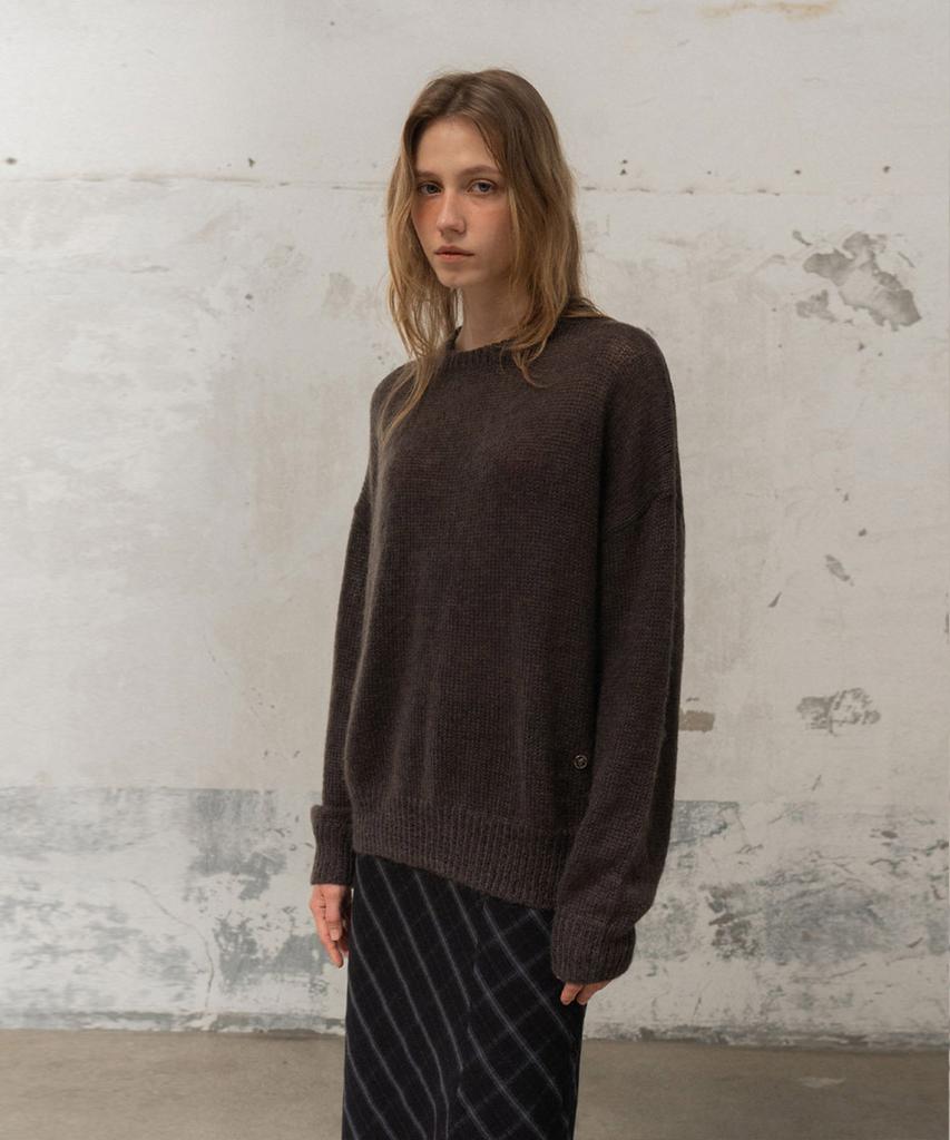 Mosyupamosyu Mohair Wool Round Knit [Charcoal]