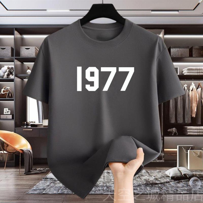T-shirt Unisexe Pur Coton Rare Été 1977 Manches Courtes Base Ins Marque Tendance Américaine Lâche Décontracté et Polyvalent Manches Courtes