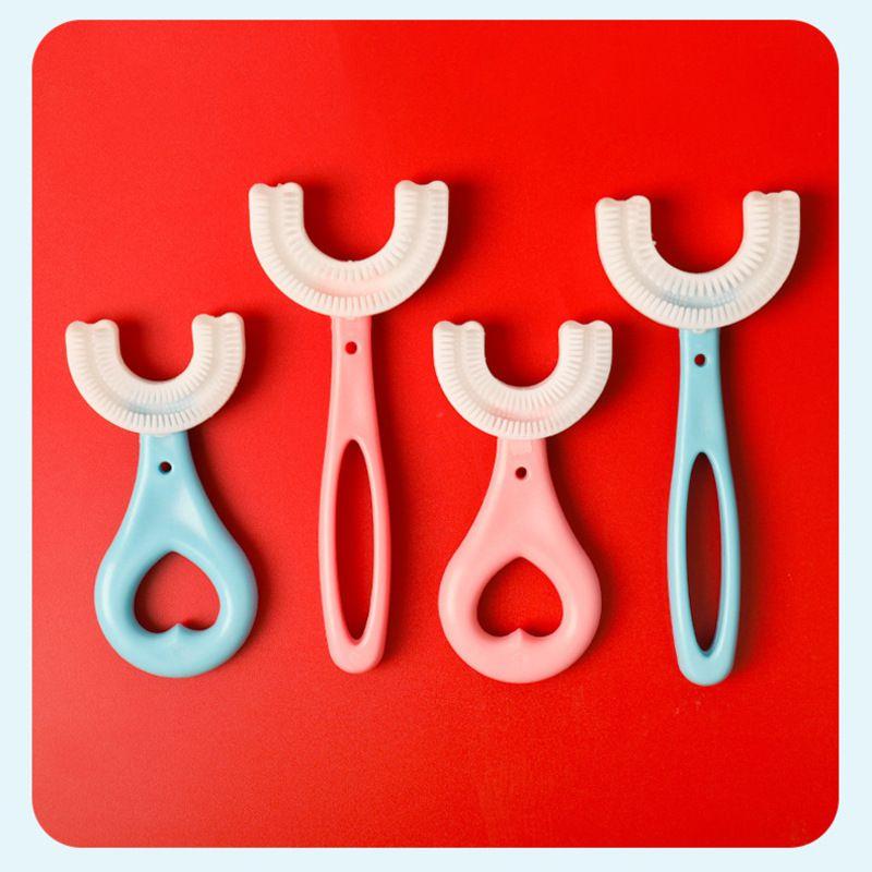 Adorable U-shaped Kids Toothbrush Made From Food Grade Silicone For Easy Use