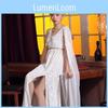 European Fantasy Costume For Women With Deep V Neck And Slit Skirt For Halloween Parties