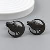 Moon Wolf Howl Gold-plated Badge, Women's Anti-exposure Buttons, Suit Lapel Pin, Collar Brooch, Formal Accessories