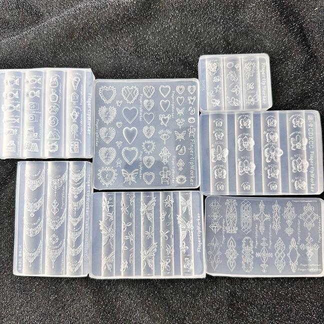 Barokk Südame Prantsuse Kaelakee Liblika Lillega 3D Akrüülküüne Vorm DIY Küünte Kunsti Kaunistus Läbipaistev Maniküüri Šabloon