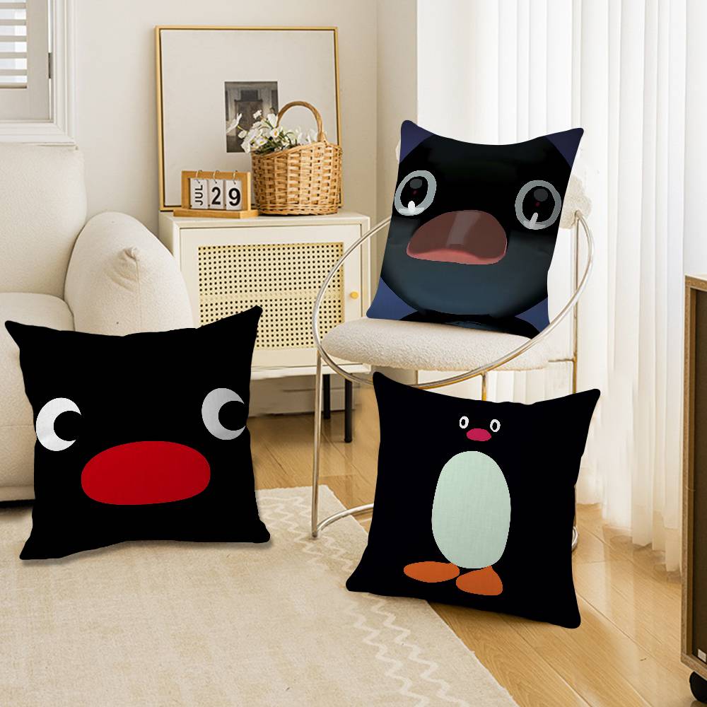 Cartoon Cute Pingu Penguin Anime Cushion Cover Inches Farmhouse Decor Home Throw Pillow Covers For Couch Decorations