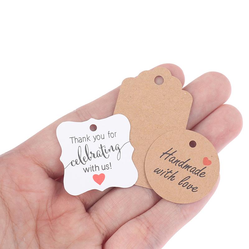 100 Pièces/Lot Vierges Avec Ficelle 20M Papier Kraft Étiquettes de Prix Cartes Cadeaux