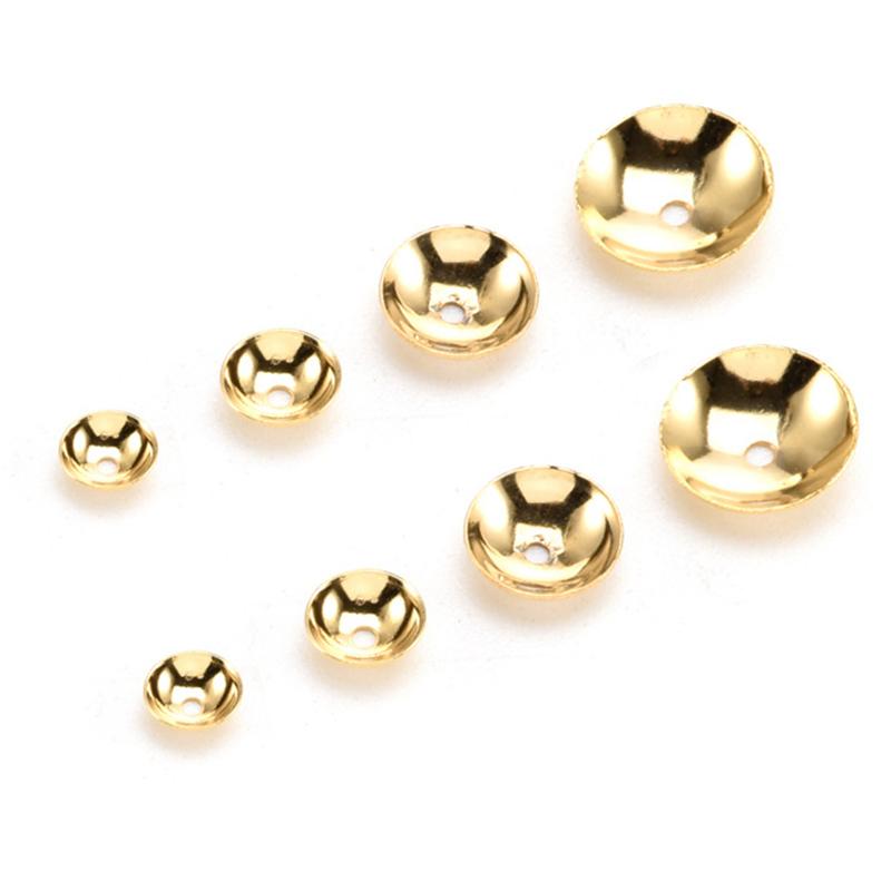 50st Rostfritt Stål 3-10mm Guld Färg Stål Färg Runda Pärlhattar Mellanpärlor för Smyckestillverkning DIY Komponenter Tillbehör