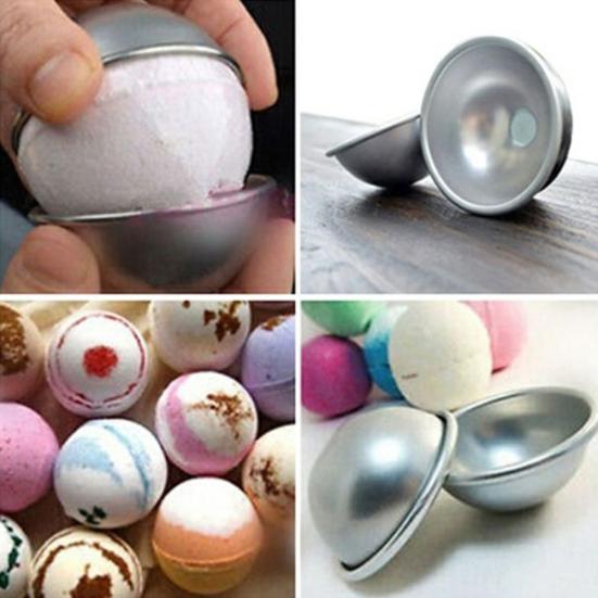 2Pcs 4.5/5.5/6.5cm 3D Aluminum Alloy Homemade Round Sphere DIY Bath Bomb Mold