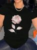 Rose Print Black T-shirt