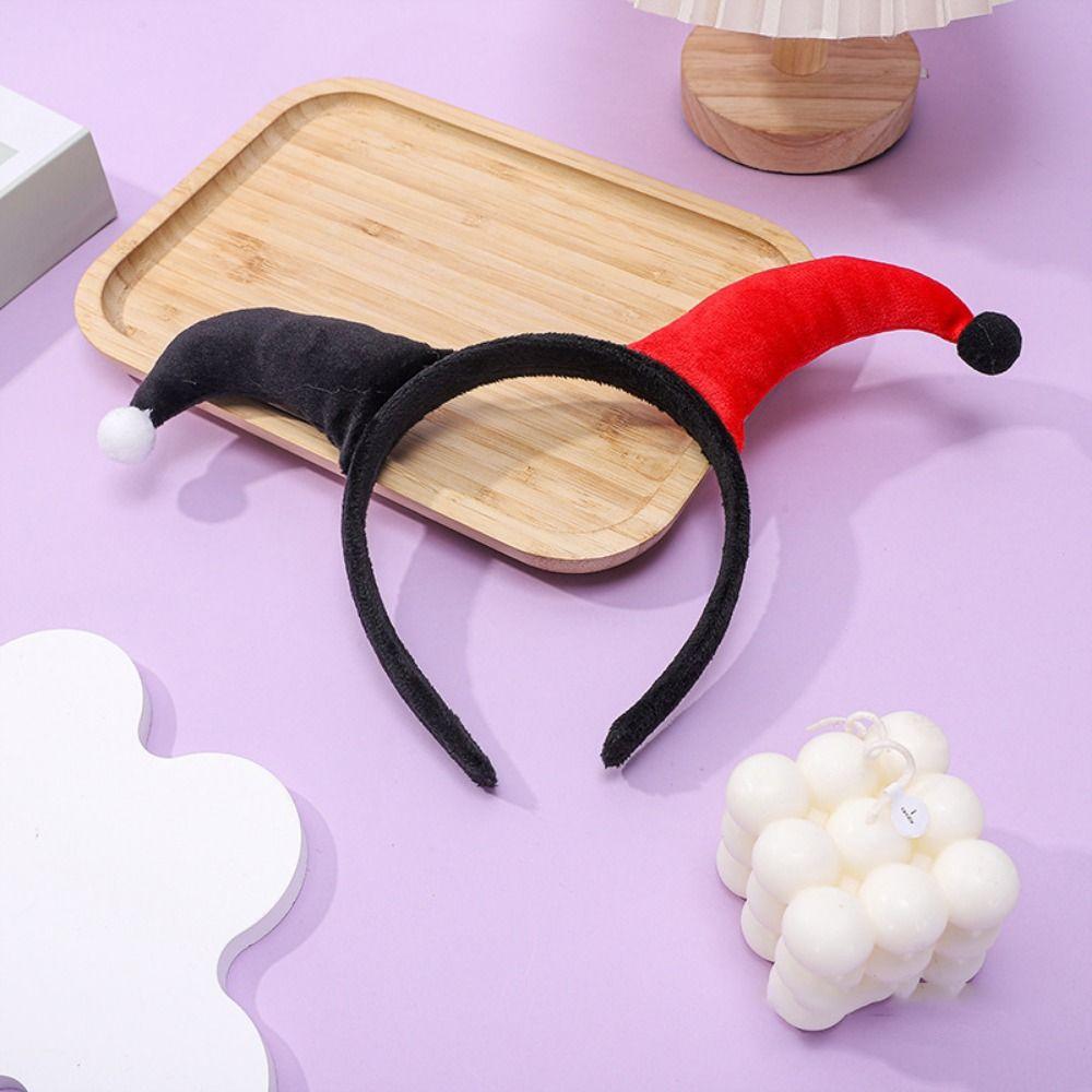 Cute Two-color Clown Headband Exaggerated Costume Accessories Joker Headwear Halloween Devil Horn Headpiece Carnival Event