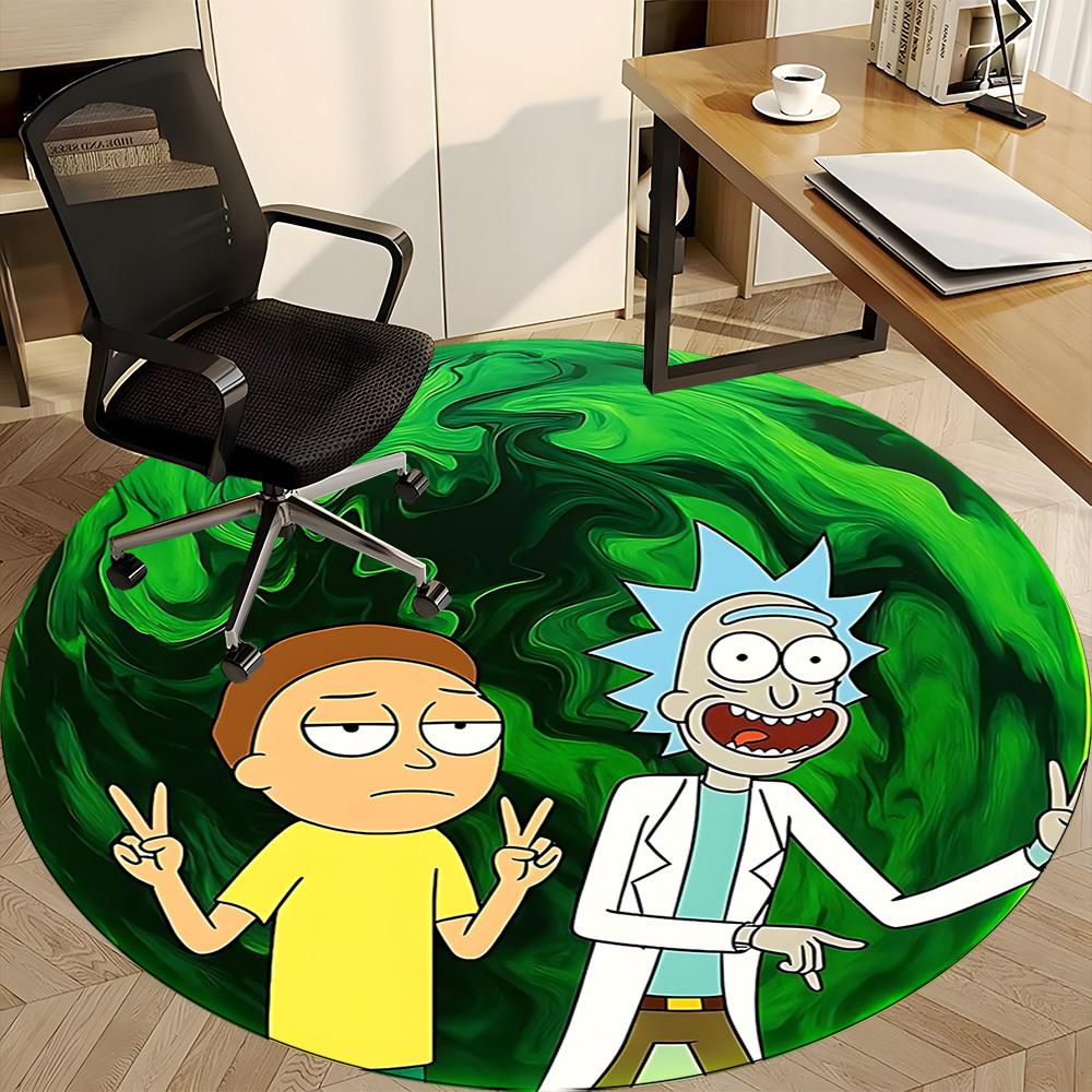 1pc Rick and Morty Office Round Area Rug, Indoor Mat Suitable For Office,Bedroom Living Room Home Decor, Room Deco A0926081