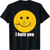 I Hate You Retro Vintage Yellow Happy Smile Face I Hate You T-Shirt