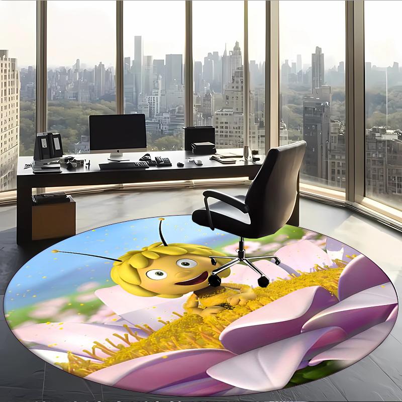 Maya The Bee (1) Round Office Rug Decorative Floor Rug for Office Bedroom Living Room and Home Space