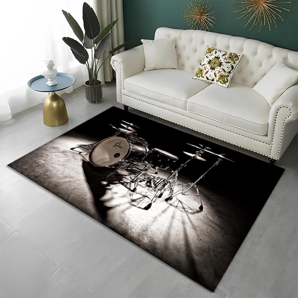 Music Instruments Drum Kit Drum Set Carpet Rug for Home Living Room Bedroom Sofa Doormat Decor,kids Area Rug Non-slip Floor Mat