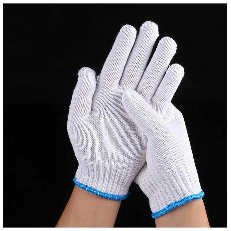 Durable And Safe 24Pcs Protective Gloves Cotton Thread Gloves Work Thick Nylon White Yarn Wear Resistant Cotton Thread Gloves