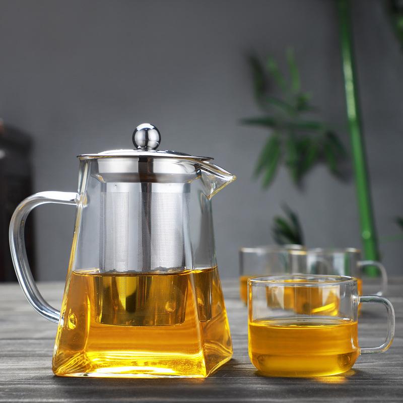 Glazen Theepot Hittebestendig Verdikt Roestvrijstalen Filter Anti-Broei Theepot Huishoudelijke Theepot Kungfu Theeset