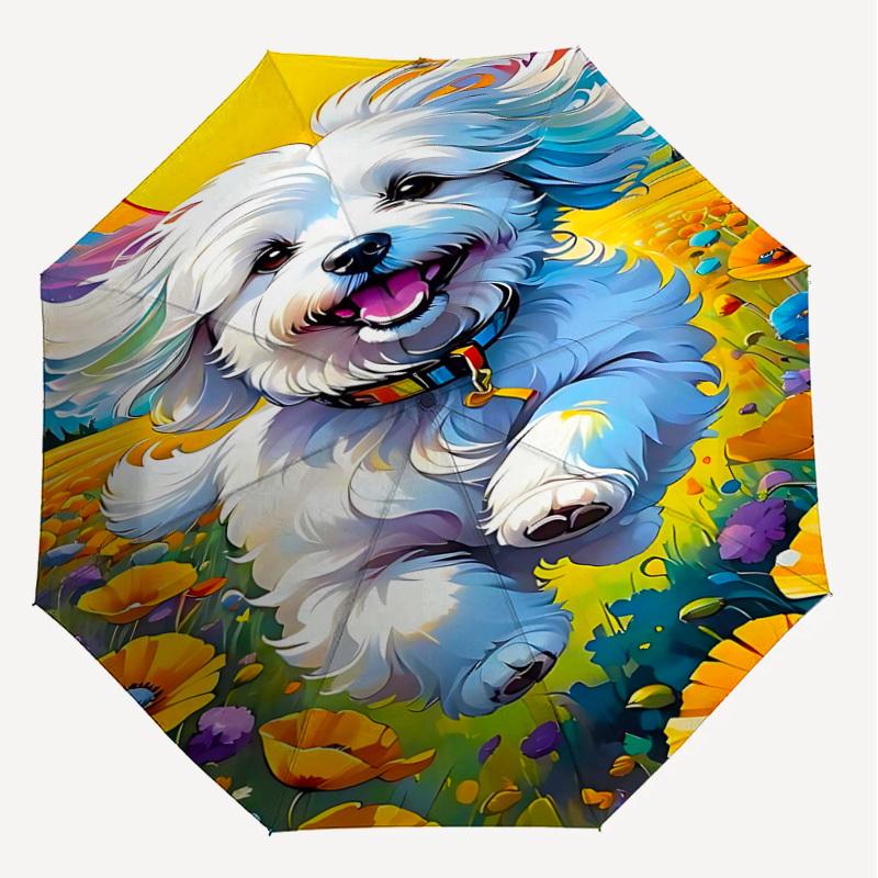1pc dog flower Automatic Open/Close Umbrella Compact Folding Umbrella with 8-Rib Shaft for Women/Men, Elegant Birthday1130S