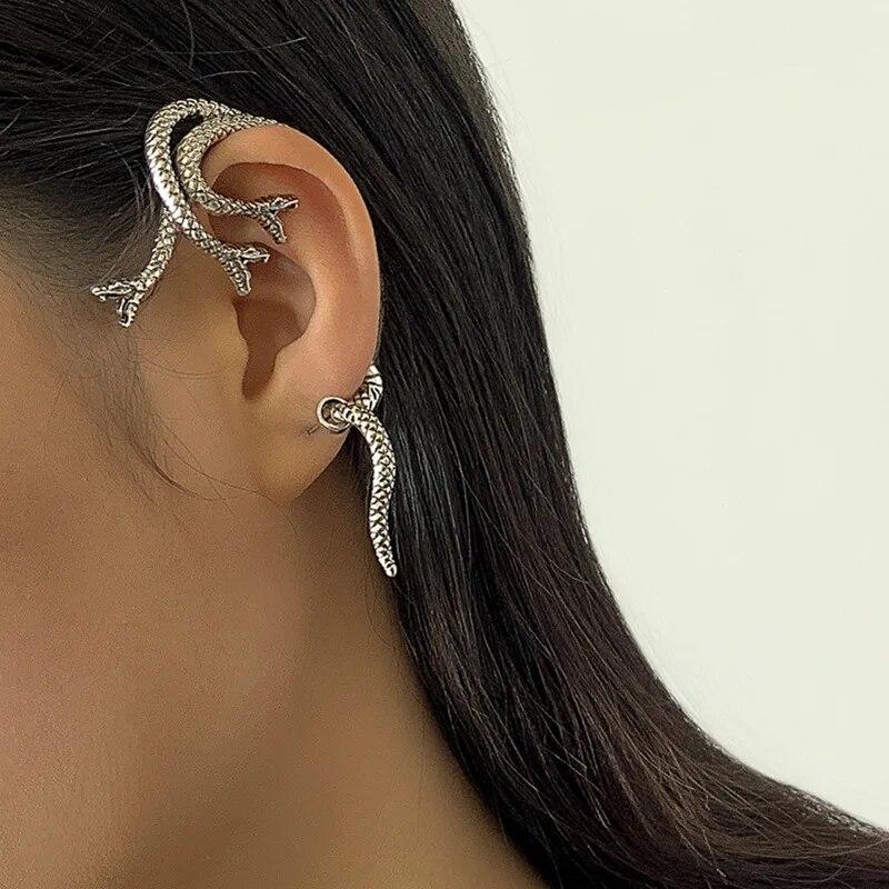 1PC Goth Fairy Demon Elf Wing Ear Cuff No Piercing Earrings for Women Retro Irregular Dark Ear Clips Halloween Jewelry Gift New