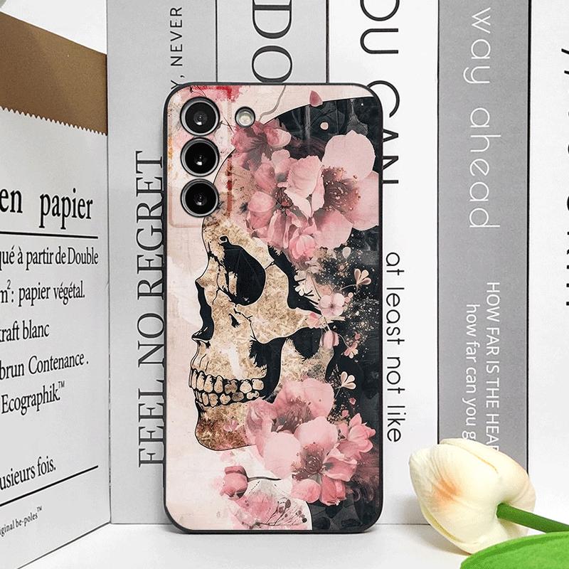 Coque de téléphone imprimée Fleur de Nuit Gothique Rétro Tête de Mort pour Samsung Galaxy S26 S25 S24+ S23 Ultra S22 Plus S20 S21 FE Housse Souple