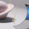 18K Gold-Plated S925 Sterling Silver Cross Pendant Necklace for Women - Sparkling Minimalist Diamond Clavicle Chain