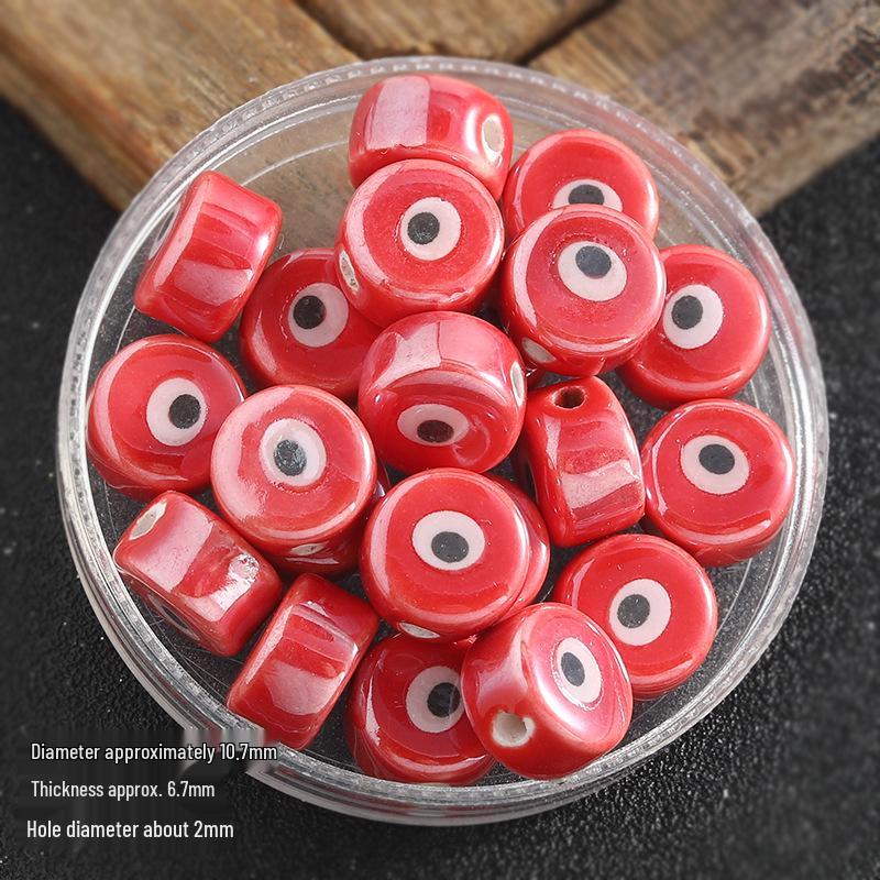 Colored Spacer Demon Eye Ceramic Bead Bracelet - DIY Jewelry Accessory with Loose Beads for Bracelets and Phone Chains