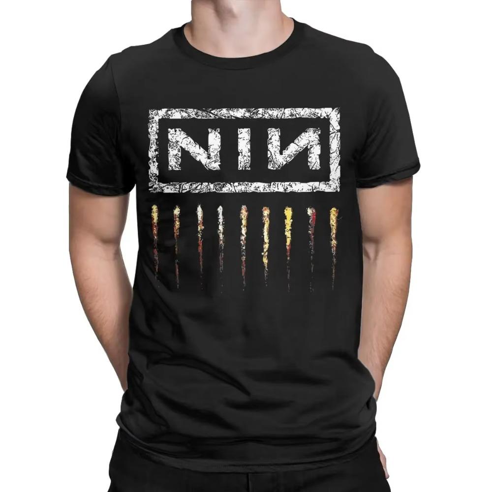 Nine Inch Nails NIN Men's T Shirts Fashion Tee Shirt Short Sleeve Round Neck T-Shirt 100% Cotton Birthday Gift Clothes