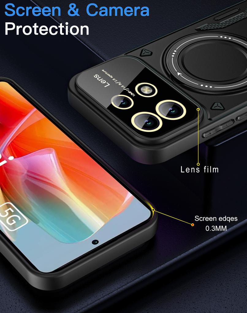 Luxury Armor Magsafe Wireless Charging Case For Redmi Note13 Pro Plus Note 13 4G 5G Magnetic Ring Bracket Bumper Cover