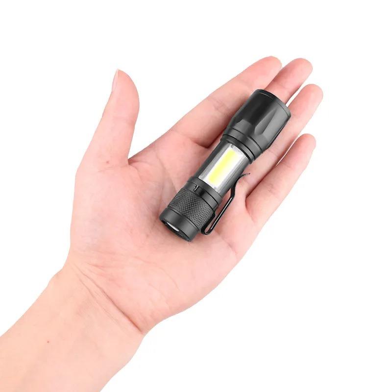 Zoom Flash Light Torch Lantern 3 Lighting Modes Camping Light Mini LED Flashlight With Clip Portable Rechargeable LED Flashlight